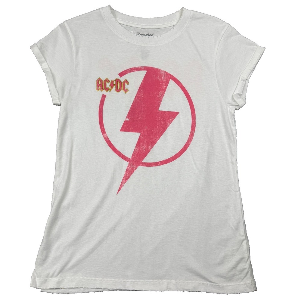 Recycled Karma White AC/DC Lightning Bolt Graphic Tee